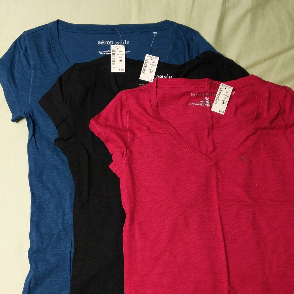 NWT Aeropostale Short Sleeve Tees - Red, Navy, Black Size (Large)